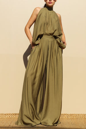 DD7852, LOOSE FIT SATIN TOP AND PANTS SET