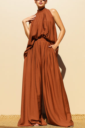 DD7852, LOOSE FIT SATIN TOP AND PANTS SET