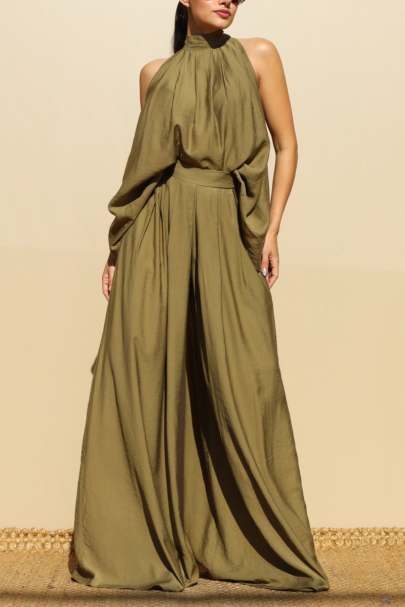 DD7852, LOOSE FIT SATIN TOP AND PANTS SET