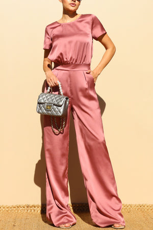 DD4570, ROUND NECK SATIN JUMPSUIT