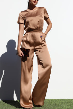 DD4570, ROUND NECK SATIN JUMPSUIT