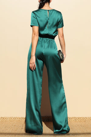 DD4570, ROUND NECK SATIN JUMPSUIT
