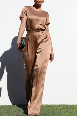 DD4570, ROUND NECK SATIN JUMPSUIT