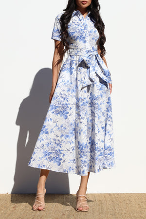 DD7981, FLORAL BUTTON DOWN MIDI DRESS