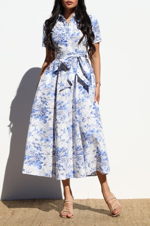 DD7981, FLORAL BUTTON DOWN MIDI DRESS