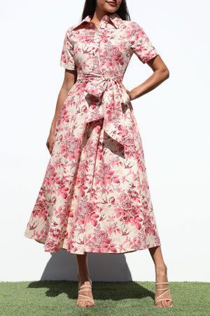 DD7981, FLORAL BUTTON DOWN MIDI DRESS