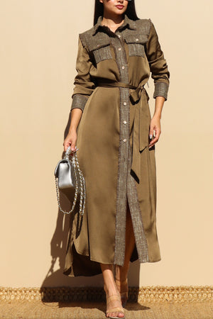 DD7820, BUTTON DOWN SATIN LONG DRESS
