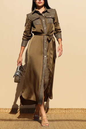 DD7820, BUTTON DOWN SATIN LONG DRESS