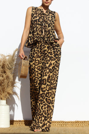 DD7911, RIBBON TIE WOVEN TOP AND PANTS SET