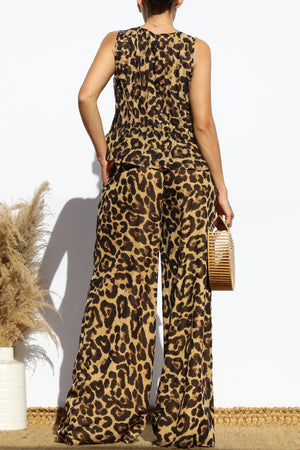 DD7911, RIBBON TIE WOVEN TOP AND PANTS SET