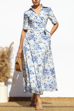 DD7913, FLORAL WRAP MIDI DRESS