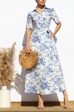 DD7913, FLORAL WRAP MIDI DRESS