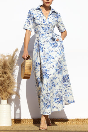 DD7913, FLORAL WRAP MIDI DRESS