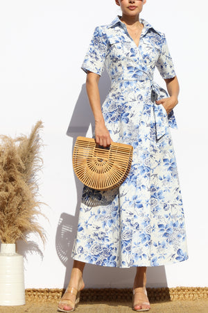 DD7913, FLORAL WRAP MIDI DRESS