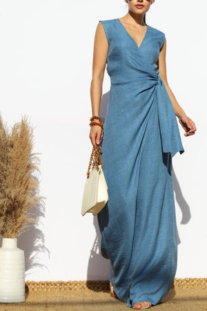 DD7984, LOOSE FIT WRAP FLARE-LEG JUMPSUIT