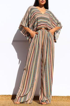DD7886, PRINTED LOOSE FIT TOP AND PANTS SET