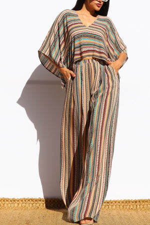 DD7886, PRINTED LOOSE FIT TOP AND PANTS SET