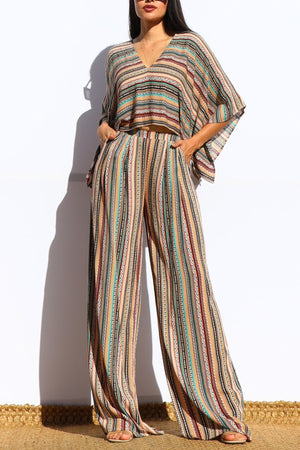 DD7886, PRINTED LOOSE FIT TOP AND PANTS SET