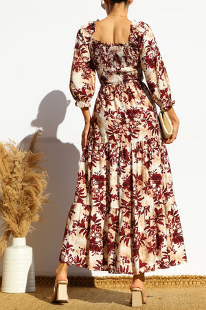 DD7757, SMOCKED TOP WOVEN TIERED DRESS