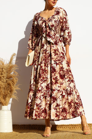 DD7757, SMOCKED TOP WOVEN TIERED DRESS