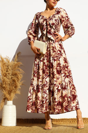DD7757, SMOCKED TOP WOVEN TIERED DRESS