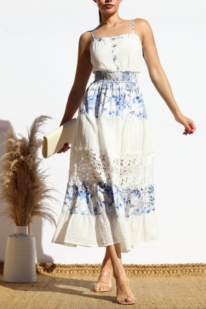 DD7878, MULTI EYELET LACE TUBE MIDI DRESS