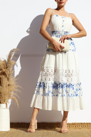 DD7878, MULTI EYELET LACE TUBE MIDI DRESS