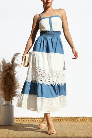 DD7878, MULTI EYELET LACE TUBE MIDI DRESS