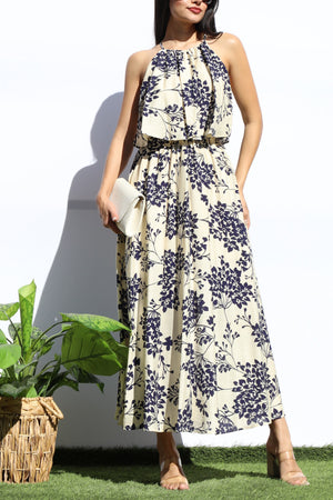 DD7923, FLORAL RUFFLED TOP MIDI DRESS