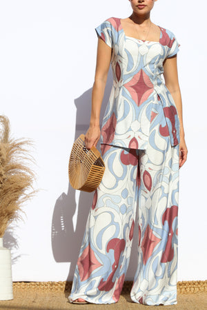 DD7892, PRINTED TOP AND PANTS SET