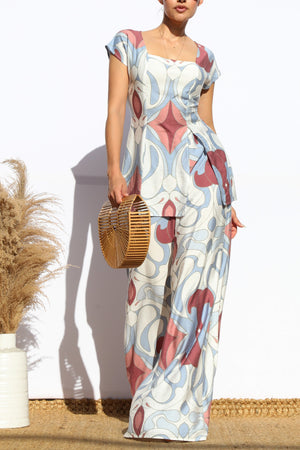 DD7892, PRINTED TOP AND PANTS SET