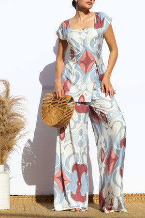 DD7892, PRINTED TOP AND PANTS SET