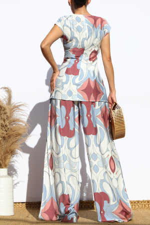 DD7892, PRINTED TOP AND PANTS SET