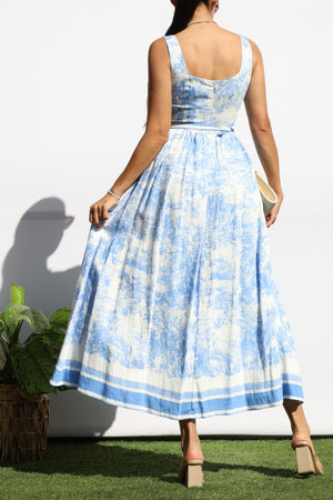 DD8120, PRINTED SQUARE NECK MIDI DRESS