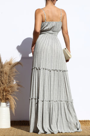 DD6982, PRINTED TIERED MAXI DRESS