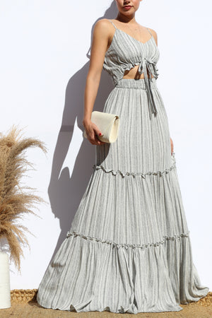 DD6982, PRINTED TIERED MAXI DRESS