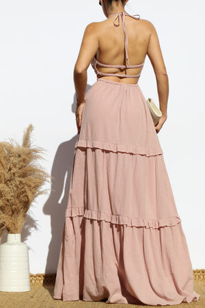 DD8189, LACE V NECK MAXI DRESS