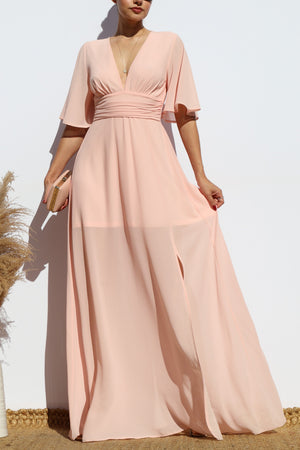 DD7179, V NECK MAXI DRESS