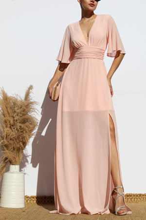 DD7179, V NECK MAXI DRESS