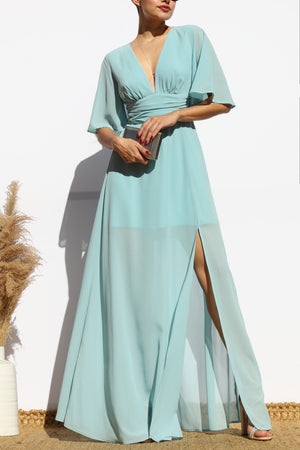 DD7179, V NECK MAXI DRESS