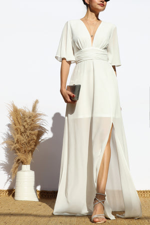 DD7179, V NECK MAXI DRESS