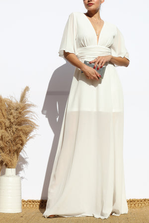 DD7179, V NECK MAXI DRESS