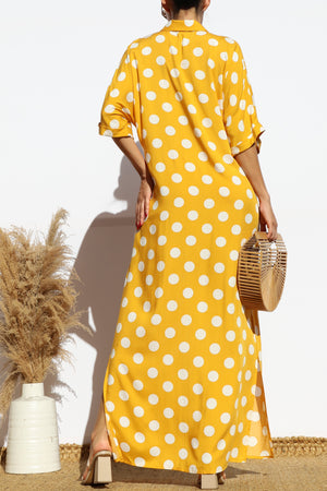 DD7869, POLKA DOT BUTTON DOWN SHIRT DRESS