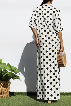DD7869, POLKA DOT BUTTON DOWN SHIRT DRESS
