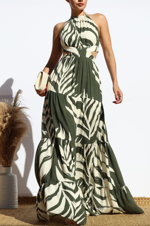 DD7894, LEAF CUT OUT MAXI DRESSES