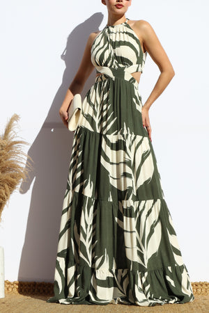 DD7894, LEAF CUT OUT MAXI DRESSES