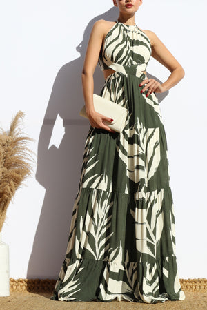 DD7894, LEAF CUT OUT MAXI DRESSES
