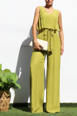 DD7960, V NECK SLEEVELESS JUMPSUIT