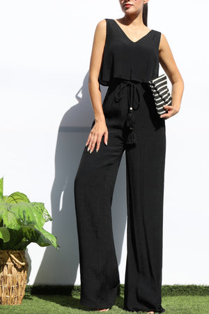 DD7960, V NECK SLEEVELESS JUMPSUIT