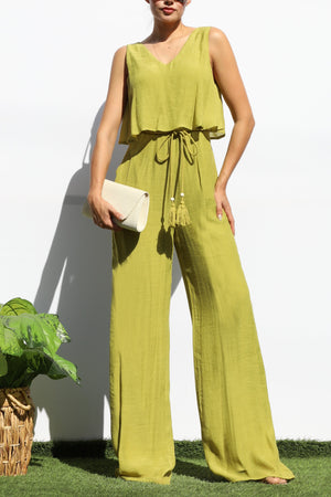 DD7960, V NECK SLEEVELESS JUMPSUIT